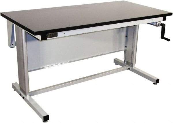 Proline - 72 Wide x 30" Deep x 42" High, Chem-Guard Workbench - Adjustable Height Legs, Gray - USA Tool & Supply