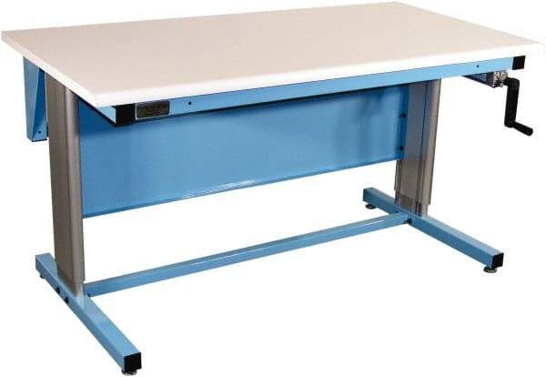 Proline - 72 Wide x 30" Deep x 42" High, Static Dissipative Workbench - Bull Nose Edge, Adjustable Height Legs, Blue - USA Tool & Supply