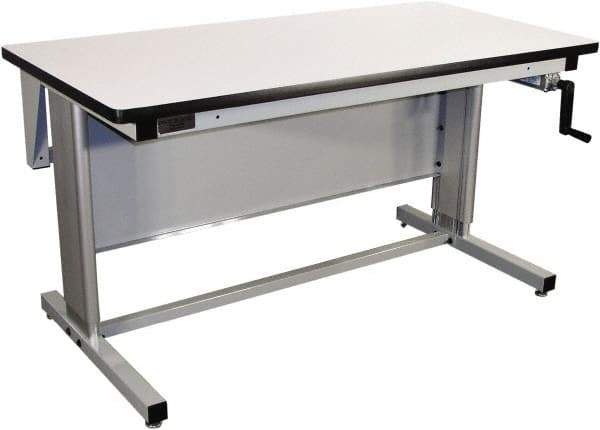 Proline - 72 Wide x 30" Deep x 42" High, Plastic Laminate Workbench - T-Molded Edge, Adjustable Height Legs, Gray - USA Tool & Supply