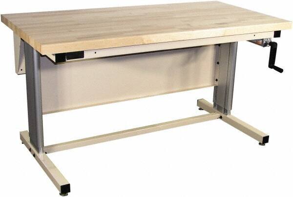 Proline - 72 Wide x 30" Deep x 42" High, Maple Workbench - Adjustable Height Legs, Beige - USA Tool & Supply