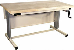 Proline - 72 Wide x 30" Deep x 42" High, Maple Workbench - Adjustable Height Legs, Beige - USA Tool & Supply