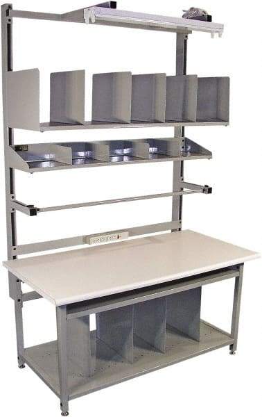 Proline - 72 Wide x 30" Deep x 36" High, Plastic Laminate Workbench - Bull Nose Edge, Adjustable Height Legs, Gray - USA Tool & Supply