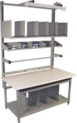 Proline - 60 Wide x 30" Deep x 36" High, Plastic Laminate Workbench - Bull Nose Edge, Adjustable Height Legs, Gray - USA Tool & Supply