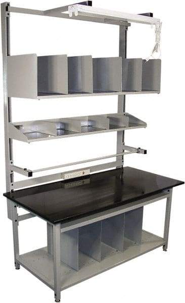 Proline - 72 Wide x 30" Deep x 36" High, Epoxy Resin Workbench - Adjustable Height Legs, Gray - USA Tool & Supply