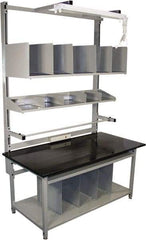 Proline - 72 Wide x 30" Deep x 36" High, Epoxy Resin Workbench - Adjustable Height Legs, Gray - USA Tool & Supply