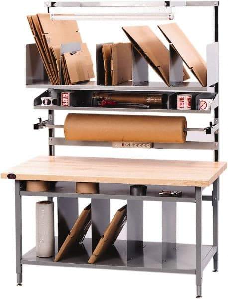 Proline - 72 Wide x 30" Deep x 36" High, Maple Workbench - Adjustable Height Legs, Gray - USA Tool & Supply