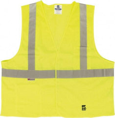 Viking - Size L/XL High Visibility Green Mesh Public Safety Vest - 43 to 46" Chest, ANSI 107-2015 Type R Class 2, Hook & Loop Closure, 2 Pockets, Polyester - USA Tool & Supply