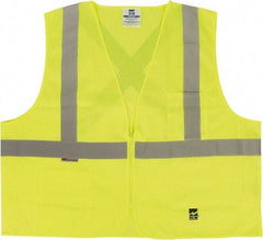 Viking - Size 2X/3XL High Visibility Green Solid Public Safety Vest - 51 to 55" Chest, ANSI 107-2015 Type R Class 2, Zipper Closure, 2 Pockets, Polyester - USA Tool & Supply