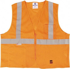 Viking - Size 4X/5XL High Visibility Orange Mesh Public Safety Vest - 58 to 60" Chest, ANSI 107-2015 Type R Class 2, Zipper Closure, 2 Pockets, Polyester - USA Tool & Supply