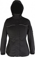 Viking - Size XL, Black, Waterproof Jacket - 42" Chest, 4 Pockets, Detachable Hood, Hook & Loop Wrist - USA Tool & Supply