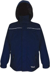 Viking - Size 2XL, Navy, Waterproof, Wind Resistant Jacket - 51" Chest, 5 Pockets, Detachable, Packable Hood, Hook & Loop Wrist - USA Tool & Supply