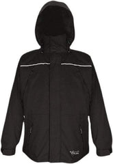 Viking - Size S, Black, Waterproof, Wind Resistant Jacket - 37" Chest, 5 Pockets, Detachable, Packable Hood, Hook & Loop Wrist - USA Tool & Supply