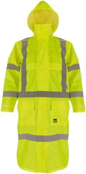 Viking - Size 2XL, High Visibility Lime, Coat - 51" Chest, 2 Pockets, Detachable Hood, Hook & Loop Wrist - USA Tool & Supply