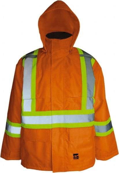 Viking - Size S, High Visibility Orange, Cold Weather, Jacket - 37" Chest, 2 Pockets, Detachable Hood, Hook & Loop Wrist - USA Tool & Supply