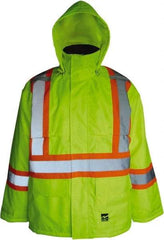 Viking - Size L, High Visibility Lime, Cold Weather, Jacket - 43" Chest, 2 Pockets, Detachable Hood, Hook & Loop Wrist - USA Tool & Supply