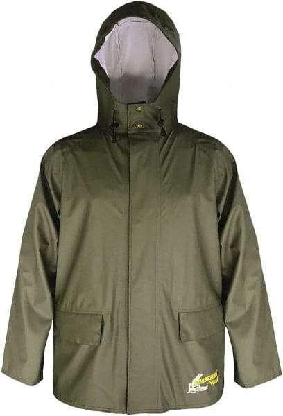 Viking - Size S, Moss Green, Waterproof Jacket - 37" Chest, 2 Pockets, Detachable Hood, Snap at Wrist - USA Tool & Supply