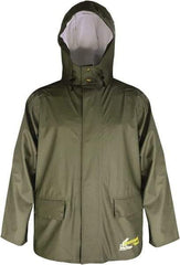 Viking - Size L, Moss Green, Waterproof Jacket - 43" Chest, 2 Pockets, Detachable Hood, Snap at Wrist - USA Tool & Supply