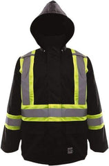 Viking - Size XL High Visibility & Water Resistant Jacket - Black, Polyester & Polyurethane, Zipper, Hook & Loop Closure, 47" Chest - USA Tool & Supply