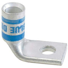 Panduit - 6 AWG Noninsulated Compression Connection Right Angle Ring Terminal - 1/4" Stud, 1.03" OAL x 0.48" Wide, Tin Plated Copper Contact - USA Tool & Supply