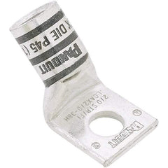 Panduit - 4/0 AWG Noninsulated Compression Connection 45° Angle Ring Terminal - 3/8" Stud, 2.26" OAL x 1.19" Wide, Tin Plated Copper Contact - USA Tool & Supply