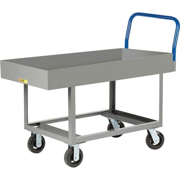 Little Giant - 2,000 Lb Capacity Steel Platform Truck - Steel Deck, 30" OAW, 61-1/2" Platform Length, Mold On Rubber Casters - USA Tool & Supply