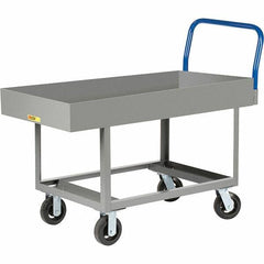 Little Giant - 2,000 Lb Capacity Steel Platform Truck - Steel Deck, 30" OAW, 49-1/2" Platform Length, Mold On Rubber Casters - USA Tool & Supply