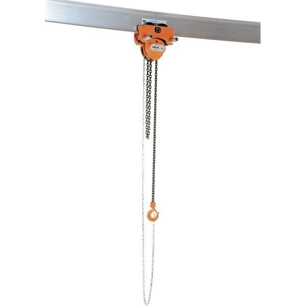 Vestil - 2 Ton Capacity Low Headroom Geared Trolley - 3-1/2" to 8" Flange Width - USA Tool & Supply