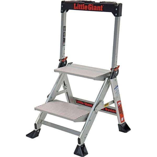Little Giant - 2 Steps, 2' High, Type IAA Rating, Aluminum Step Stand - 375 Lb Capacity, 21-1/2" Base Width - USA Tool & Supply