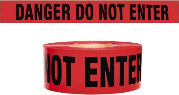 NMC - 135' Long x 3" Wide Roll, 100% Cotton, Red Barricade Tape - Message: Caution - Do Not Enter - USA Tool & Supply