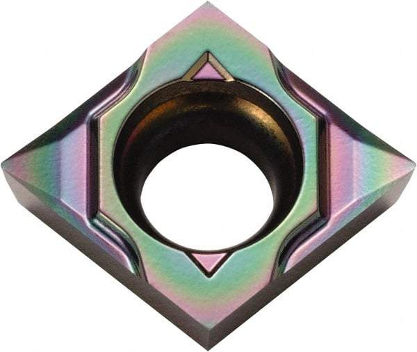 Kyocera - CCGT32505 MP Grade PDL025 Carbide Turning Insert - Al2O3 Finish, 80° Diamond, 3/8" Inscr Circle, 5/32" Thick, 0.0079" Corner Radius - USA Tool & Supply