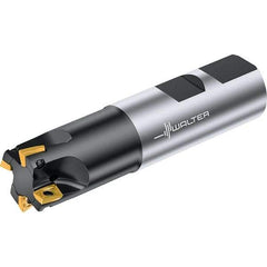 Walter - 32mm Cut Diam, 13mm Max Depth of Cut, 32mm Shank Diam, 110mm OAL, Indexable Square Shoulder End Mill - LDMW08T204R, LDMT08T204R Inserts, Weldon Shank, 0° Lead Angle, Through Coolant, Series M4130 - USA Tool & Supply