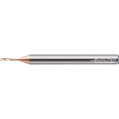 Walter-Prototyp - 0.5mm Diam, 0.4mm LOC, 2 Flute Solid Carbide Ball End Mill - AlTiN Finish, Single End, 38mm OAL, 4mm Shank Diam, Spiral Flute - USA Tool & Supply