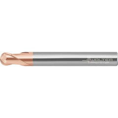 Walter-Prototyp - 10mm Diam, 8mm LOC, 2 Flute Solid Carbide Ball End Mill - AlTiN Finish, Single End, 100mm OAL, 10mm Shank Diam, Spiral Flute - USA Tool & Supply