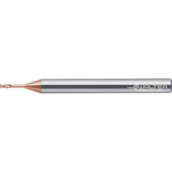 Walter-Prototyp - 1mm, 2 Flute, Single End, Solid Carbide, 0.2mm Corner Radius End Mill - 50mm OAL, 30° Helix, Right Hand Flute, 6mm LOC, Right Hand Cut - USA Tool & Supply
