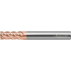 Walter-Prototyp - 4mm, 11mm LOC, 6mm Shank Diam, 57mm OAL, 3 Flute, Solid Carbide Square End Mill - TiAlSiN Finish, Spiral Flute, 50° Helix, Right Hand Cut, Right Hand Flute, Series MC388 - USA Tool & Supply