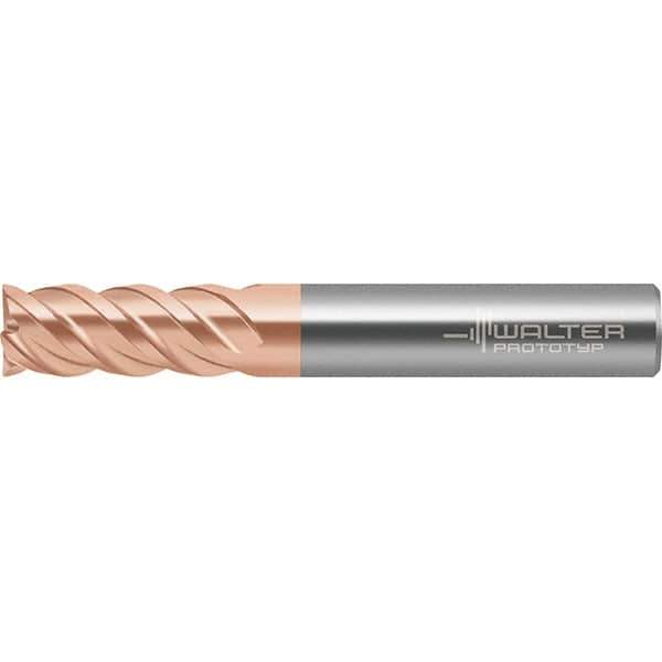 Walter-Prototyp - 12mm, 26mm LOC, 12mm Shank Diam, 83mm OAL, 4 Flute, Solid Carbide Square End Mill - TiAlSiN Finish, Spiral Flute, 50° Helix, Right Hand Cut, Right Hand Flute, Series MC388 - USA Tool & Supply