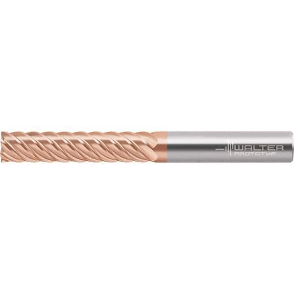 Walter-Prototyp - 10mm, 46mm LOC, 10mm Shank Diam, 100mm OAL, 6 Flute, Solid Carbide Square End Mill - TiAlSiN Finish, Spiral Flute, 50° Helix, Right Hand Cut, Right Hand Flute, Series MC187 - USA Tool & Supply