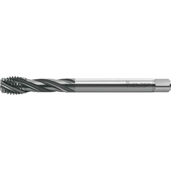 Walter-Prototyp - M16x2.00 Metric 4 Flute 6HX Semi-Bottoming Spiral Flute Tap - High Speed Steel, TiCN Finish, 110mm OAL, Right Hand Flute, Right Hand Thread, Series TC121 - USA Tool & Supply