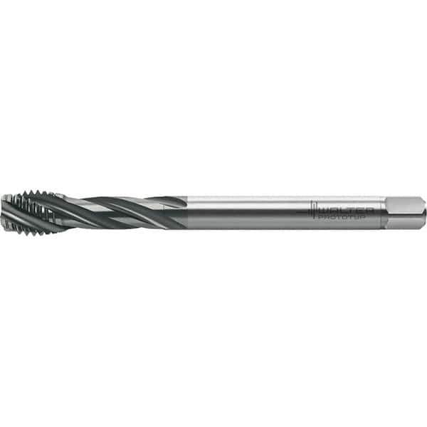 Walter-Prototyp - M16x2.00 Metric 4 Flute 6HX Semi-Bottoming Spiral Flute Tap - High Speed Steel, TiAlN Finish, 110mm OAL, Right Hand Flute, Right Hand Thread, Series TC121 - USA Tool & Supply