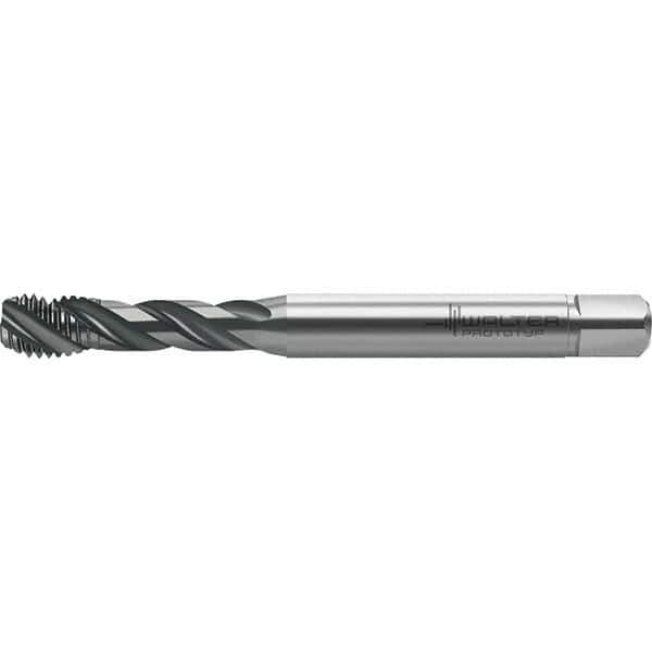 Walter-Prototyp - M6x1.00 Metric 3 Flute 6HX Semi-Bottoming Spiral Flute Tap - High Speed Steel, TiAlN Finish, 82.5mm OAL, Right Hand Flute, Right Hand Thread, Series TC121 - USA Tool & Supply