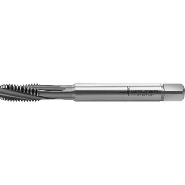 Walter-Prototyp - M6x1.00 Metric 3 Flute 6HX Semi-Bottoming Spiral Flute Tap - High Speed Steel, TiCN Finish, 82.5mm OAL, Right Hand Flute, Right Hand Thread, Series TC122 - Exact Industrial Supply