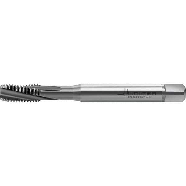 Walter-Prototyp - M3x0.50 Metric 3 Flute 6HX Semi-Bottoming Spiral Flute Tap - High Speed Steel, TiCN Finish, 57.25mm OAL, Right Hand Flute, Right Hand Thread, Series TC122 - Exact Industrial Supply