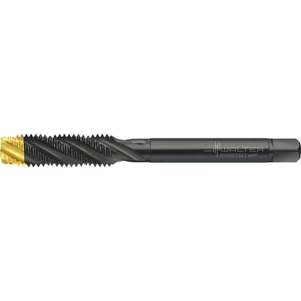 Walter-Prototyp - M24x3.00 Metric 4 Flute 6HX Semi-Bottoming Spiral Flute Tap - High Speed Steel, TiN Finish, 160mm OAL, Right Hand Flute, Right Hand Thread, Series TC120 - USA Tool & Supply