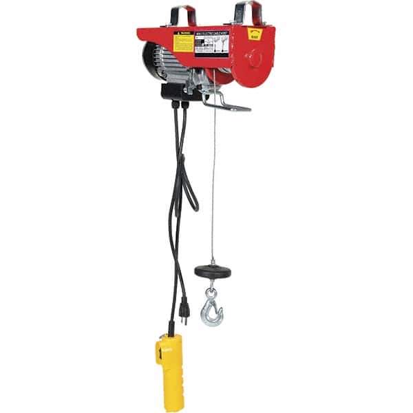 Vestil - 0.1 Ton Capacity, 30 FPM Lift Speed, 115 Volt, Cable Hoist Puller - 18 & 36' Max Lift - USA Tool & Supply