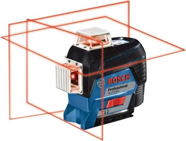 Bosch - 3 Beam 200' Max Range Self Leveling Line Laser - 3/32" at 30' Accuracy, Battery Included - USA Tool & Supply