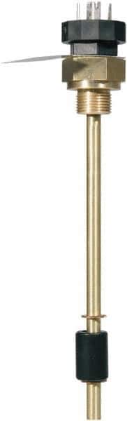 Barksdale - 176°F Normally Open, Liquid Level & Temperature Switch - 8.66" Level Normally Closed, 1" NPT Male, DIN 43650 Plug - USA Tool & Supply