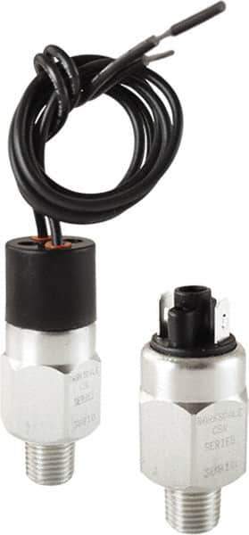 Barksdale - 90 to 250 psi Adjustable Range, 9,000 Max psi, Compact Pressure Switch - 7/16-20 UNF SAE, Deutsch 2 Pins DT04-2P, SPST/ NC Contact, Brass Wetted Parts, 4% Repeatability - USA Tool & Supply