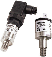 Barksdale - 100 to 1,000 psi Adjustable Range, 6,000 Max psi, Compact Pressure Switch - 7/16-20 UNF SAE, 18in Free Leads, SPST/ NO Contact, SS Wetted Parts, 8% Repeatability - USA Tool & Supply