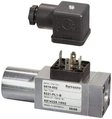 Barksdale - 510 to 5,800 psi Adjustable Range, 8,700 Max psi, Compact Pressure Switch - 1/4 NPT Female, DIN 43650, SPDT Contact, SS Wetted Parts, 2% Repeatability - USA Tool & Supply