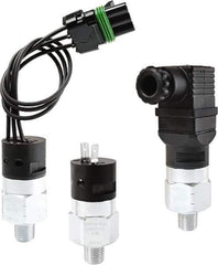 Barksdale - 300 to 1,200 psi Adjustable Range, 9,000 Max psi, Compact Pressure Switch - 1/4 NPT Male, DIN 43650A, SPDT Contact, Brass Wetted Parts, 3% Repeatability - USA Tool & Supply